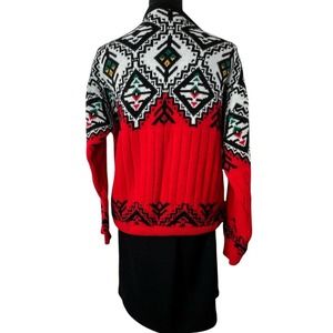 Vintage‎ Crewneck Red Black Nordic Fair Isle Long Sleeve Ski Winter Sweater Larg